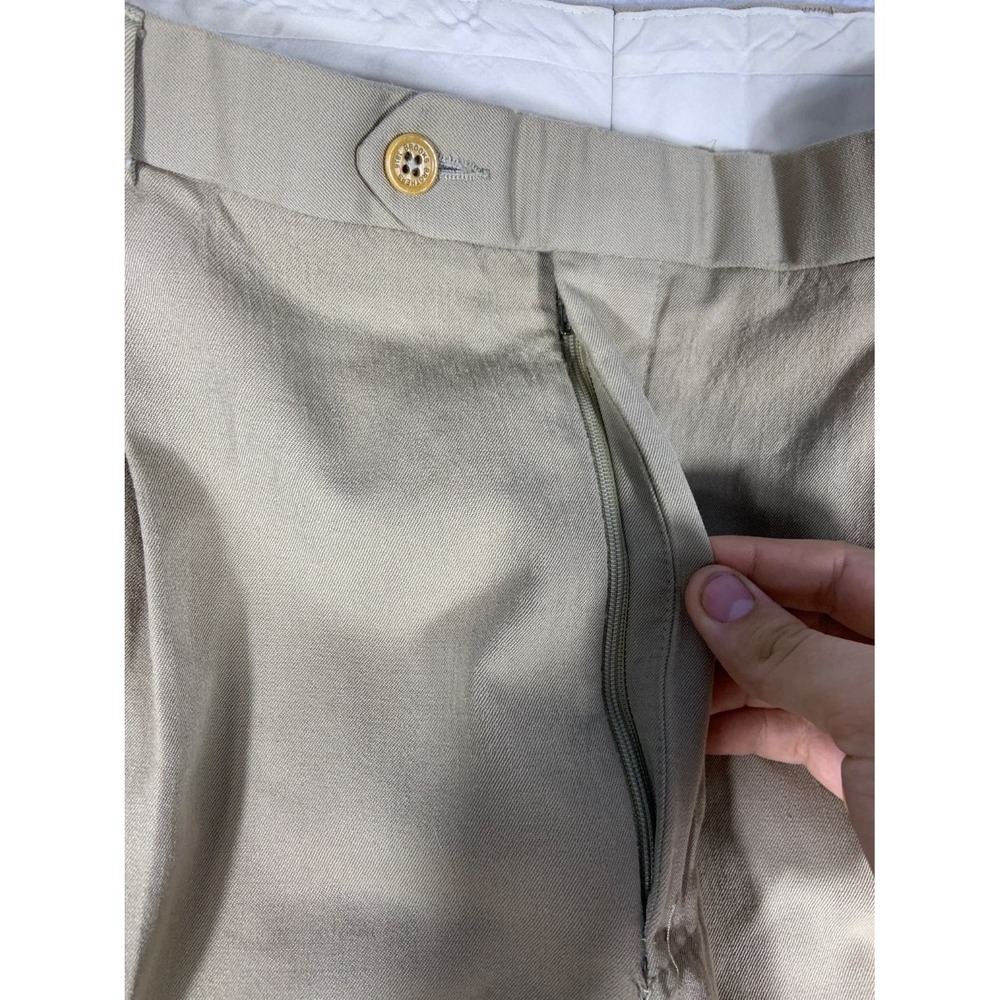 Brooks Brothers 346 Men's Pants Size 36 Tan Button-through Rear Pocket Wool - Picture 4 of 12